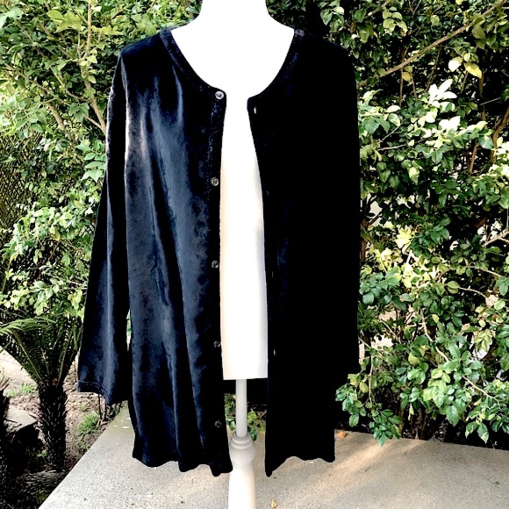 CP Shades Vintage Black Velvet Tunic Top, sz S